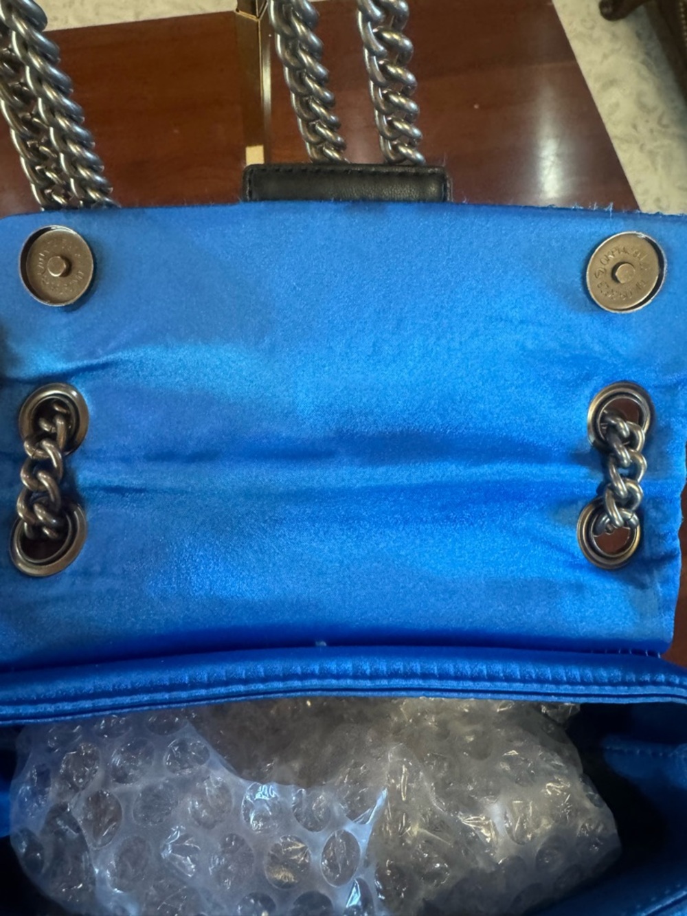 Kurt Geiger Electric Blue and Crystals Kensington crossbody with Pull-through - Picture 6 of 7